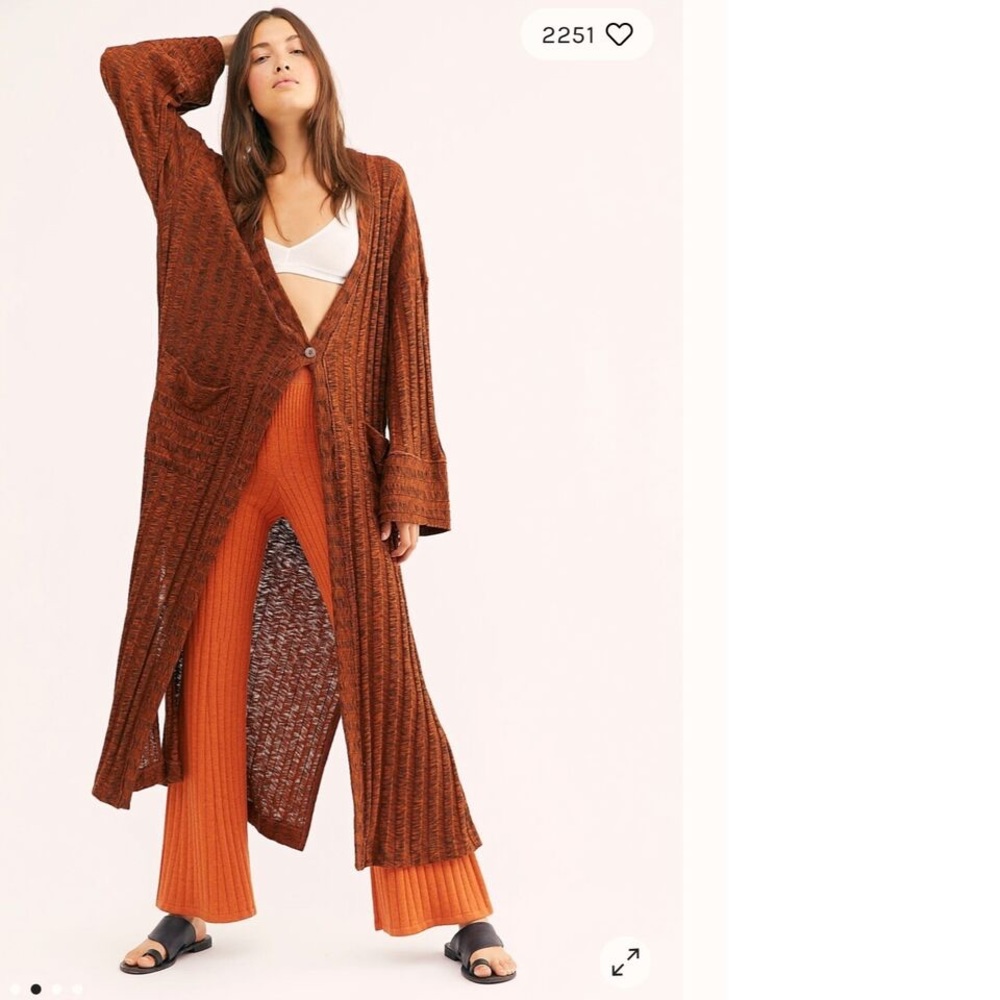 FREE PEOPLE ~ Beach Nights Maxi Ribbed Duster
